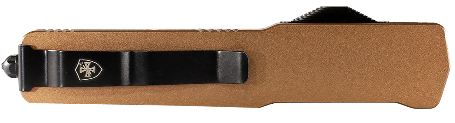 Templar MAAB321 Premium Lightweight Slim OTF Drop Point Plain Powdered D2 Blade 4.93" Bronze Anodized Aluminum Handle w/ Pocket Clip