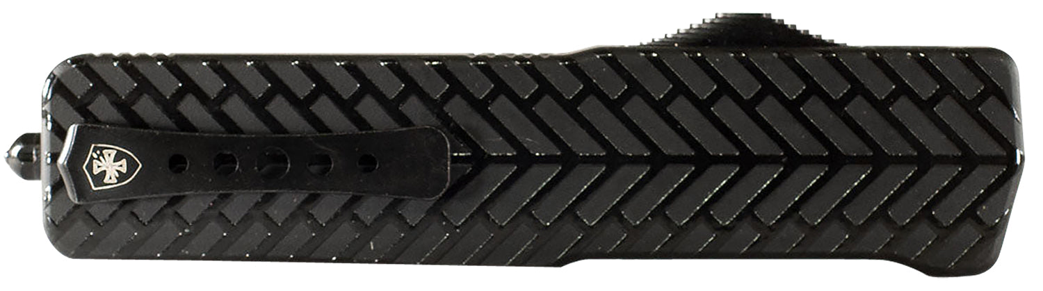 Templar LAHBG52 Premium Lightweight Large 3.55" OTF Tanto Part Serrated D2 Blade, 5.25" Black Herringbone 6061-T6 Aluminum Handle w/ Pocket Clip