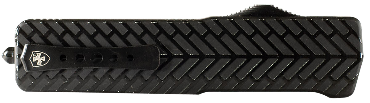 Templar SAHBG32 Premium Lightweight Small 3" OTF Drop Point Plain D2 Blade, 4.50" Black Herringbone 6061-T6 Aluminum Handle w/ Pocket Clip