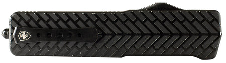 Templar SAHBG32 Premium Lightweight Small 3" OTF Drop Point Plain D2 Blade, 4.50" Black Herringbone 6061-T6 Aluminum Handle w/ Pocket Clip
