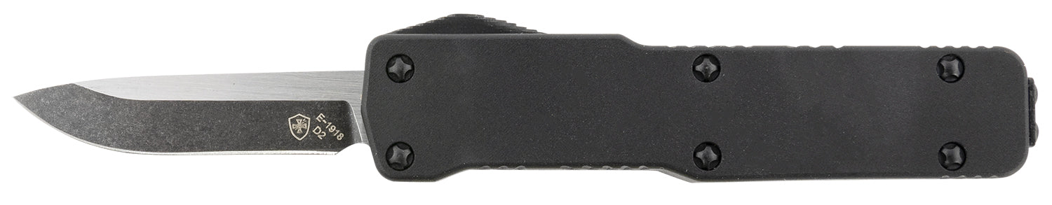 Templar Knife CABR321 Premium Lightweight Micro OTF 1.85" Drop Point Black Oxide D2 Blade, 3.50" Black Aluminum Handle