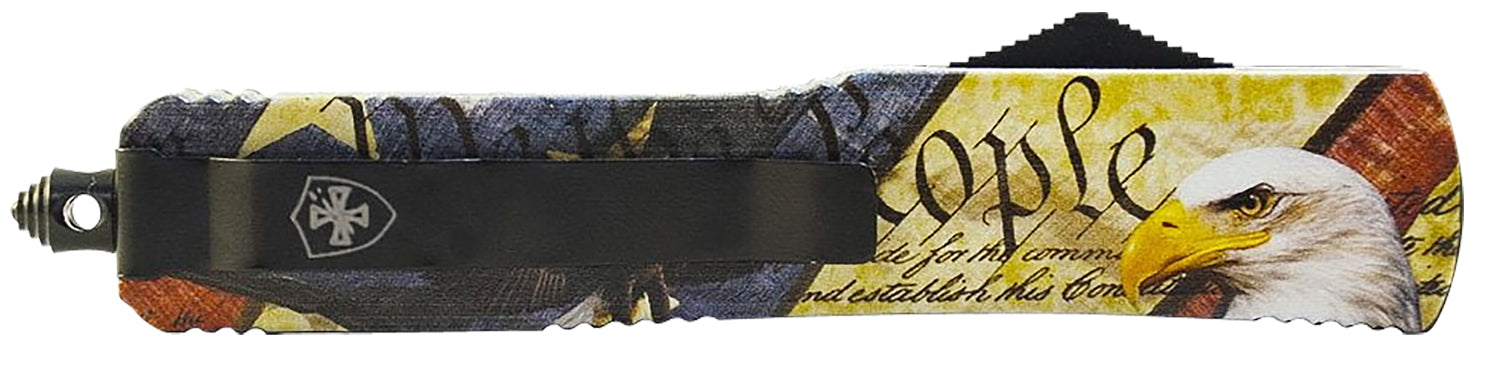 Templar Knife MZEG321 Premium Weighted Slim OTF Drop Point Stonewashed D2 Blade, 4.93" Eagle We The People Zinc Alloy Handle