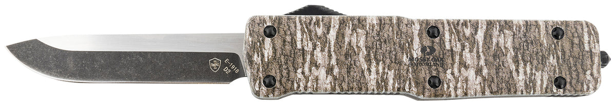 Templar Knife LZMOB321 Premium Weighted Large OTF Drop Point Stonewashed D2 Blade, 5.25" Mossy Oak Bottomland Zinc Alloy Handle