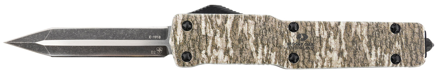 Templar Knife MZMOB121 Premium Weighted Slim OTF Dagger Stonewashed D2 Blade, 4.93" Mossy Oak Bottomland Zinc Alloy Handle