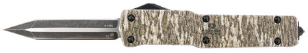 Templar Knife MZMOB121 Premium Weighted Slim OTF Dagger Stonewashed D2 Blade, 4.93" Mossy Oak Bottomland Zinc Alloy Handle
