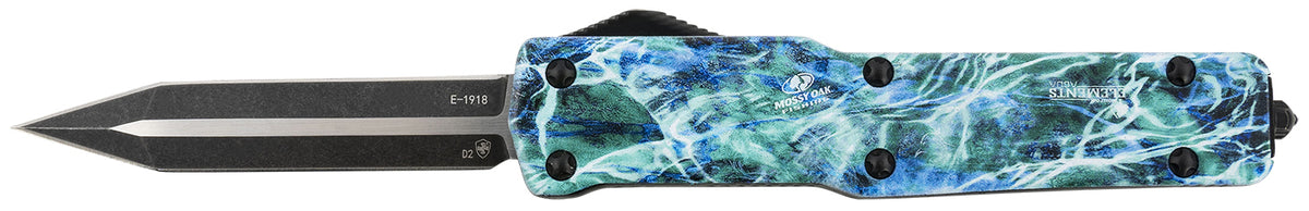 Templar Knife MZMOS121 Premium Weighted Slim OTF Dagger Stonewashed D2 Blade, 4.93" Mossy Oak Seafoam Zinc Alloy Handle