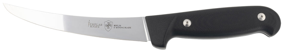 Templar Knife K6BBK362 Boning Knife 6-Inch Fixed Damasteel Blade with 5" Black G10 Handle