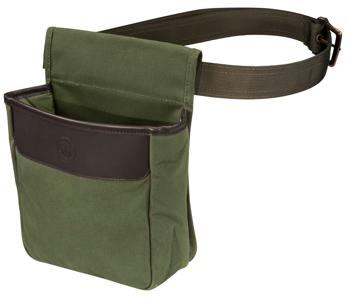 Beretta Waxwear Shotgun Shell Pouch 50rd, Green Cotton and Leather, Waterproof