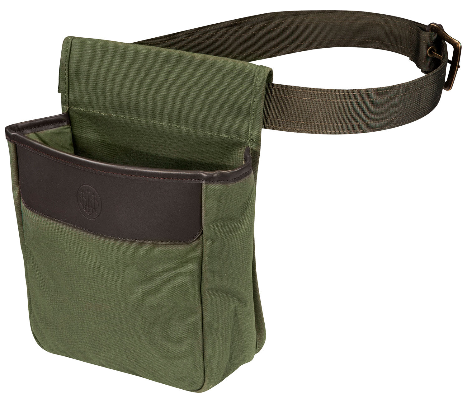 Beretta Waxwear Shotgun Shell Pouch 50rd, Green Cotton and Leather, Waterproof