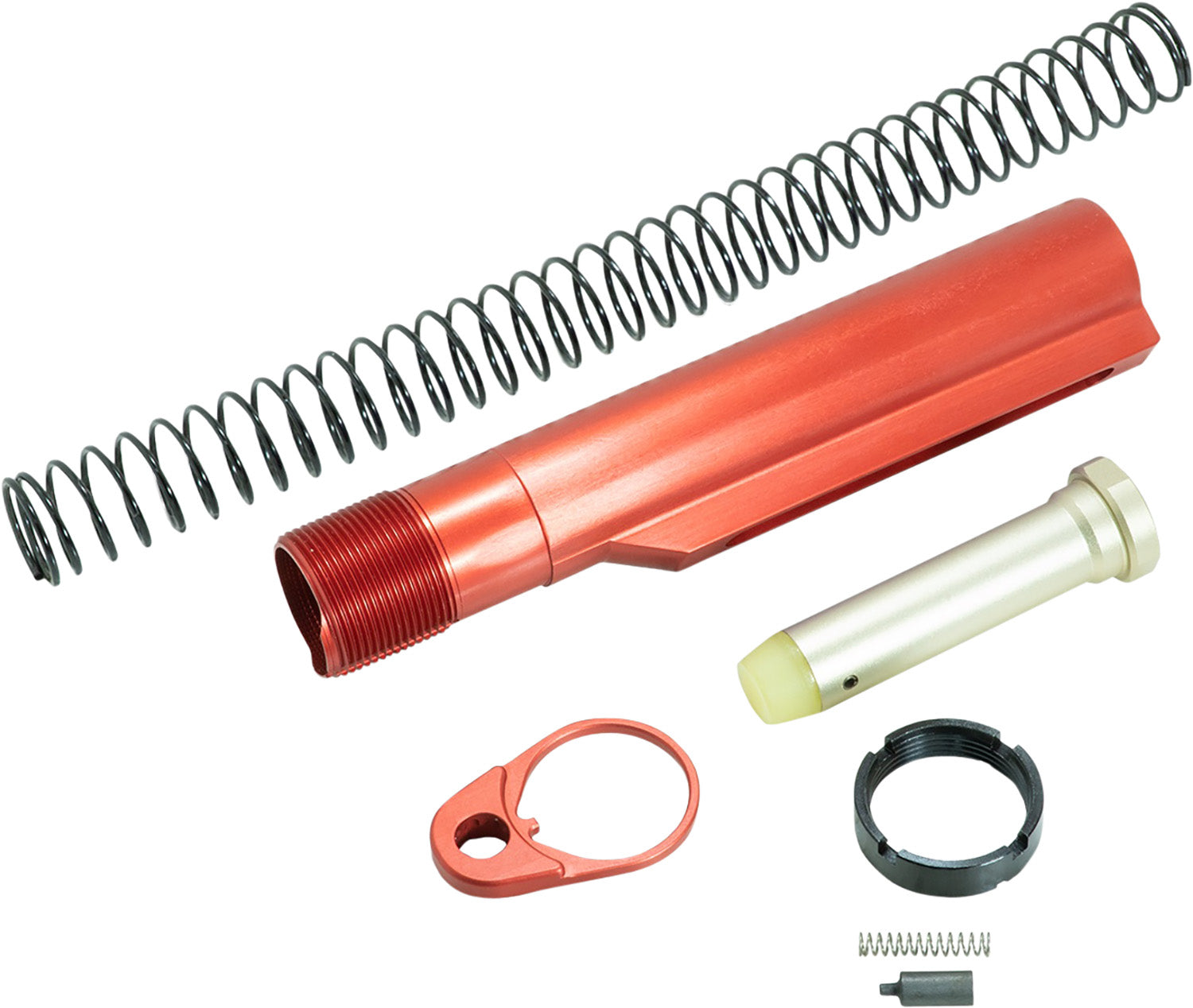 Timber Creek Outdoors AR-15 Buffer Tube Kit Red Anodized with Castle Nut and End Plate