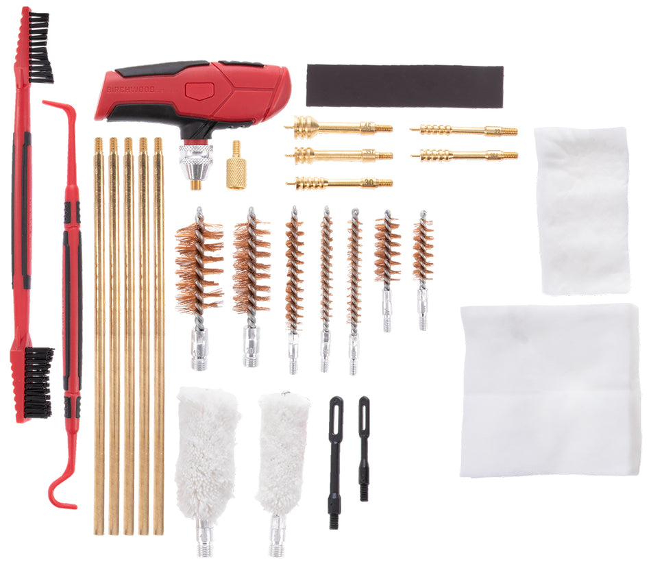 Birchwood Casey UNVCLNKIT 22-Piece Universal Cleaning Kit Multi-Caliber & Multi-Gauge Black/Red