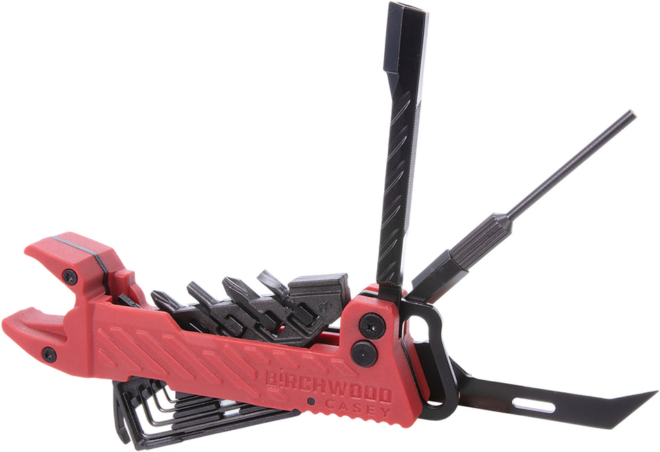 Birchwood Casey 1911 Pistol Multi-Tool PGMT, Red with Barrel Bushing Wrench & Bit Driver