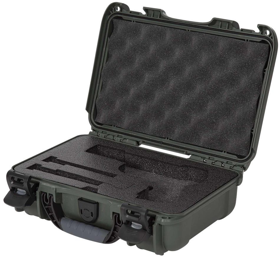 Nanuk 909 Classic Pistol Case Olive Polyethylene Closed-Cell Foam Airline Approved 11.44"L x 7"W x 3.68"H