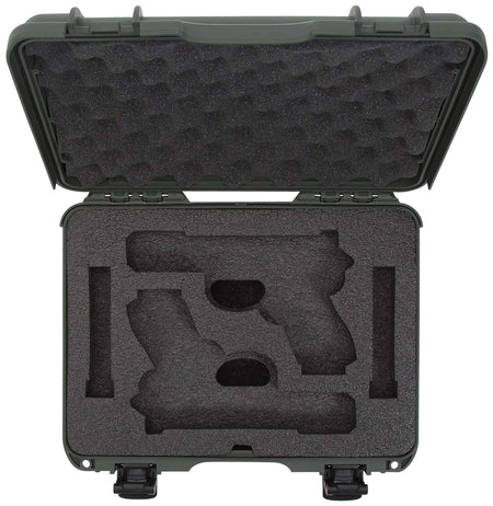 Nanuk 910 Olive 2 Up Glock Pistol Case with Closed-Cell Foam and Locking Latches