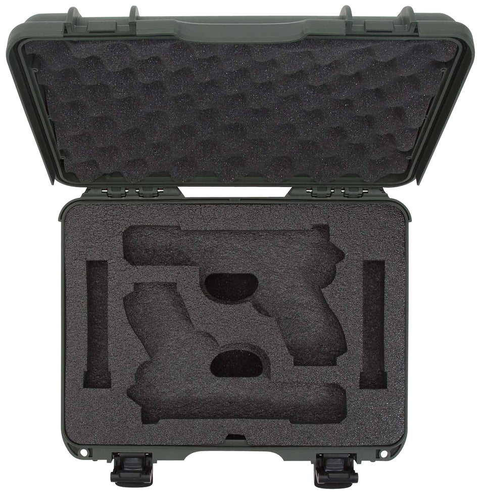 Nanuk 910 Olive 2 Up Glock Pistol Case with Closed-Cell Foam and Locking Latches