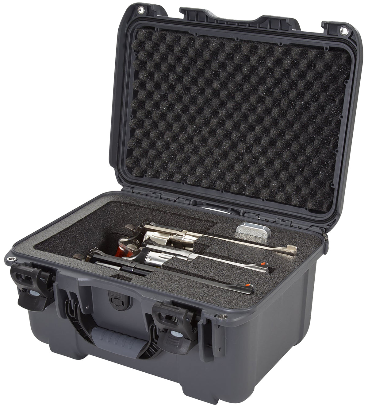 Nanuk 918 Graphite 3-Revolver Hard Case with Foam Padding and Locking Latches