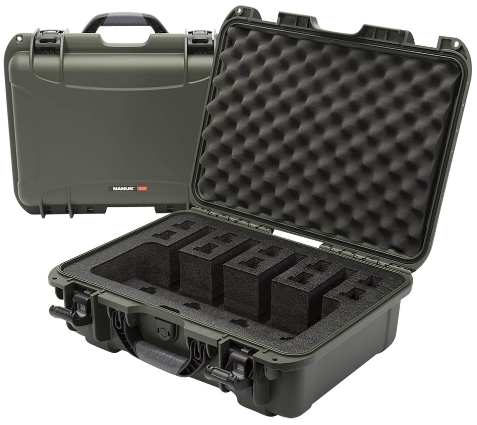 Nanuk 925 Olive 4-Pistol Waterproof Hard Case with PEF Foam Padding 17"L x 11.80"W x 6.40"H