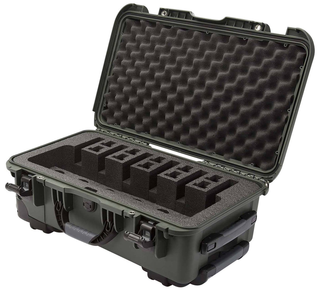 Nanuk 935 Olive 6-Pistol Hard Case with PEF Foam Padding and Wheels 22"L x 14"W x 9"H