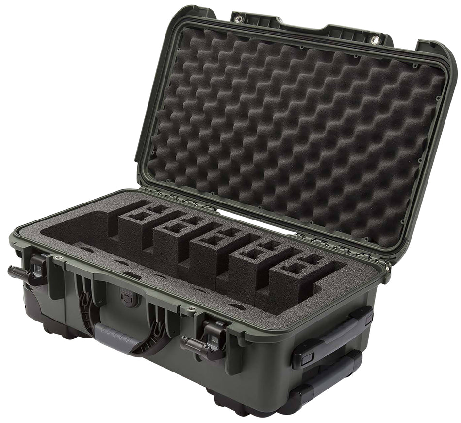 Nanuk 935 Olive 6-Pistol Hard Case with PEF Foam Padding and Wheels 22"L x 14"W x 9"H