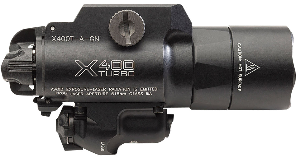 SureFire X400T-A-GN Turbo Black Anodized 650 Lumens White LED with Green Laser