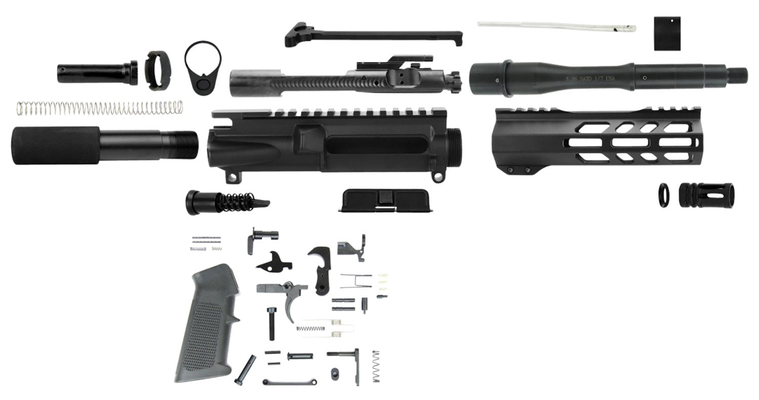 TacFire 5.56x45mm NATO 7.50" Barrel AR Pistol Build Kit Black with BCG and Handguard