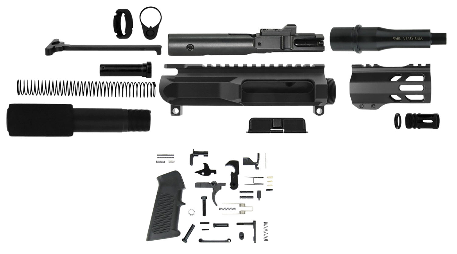 TacFire 9mm Luger 4.5" Barrel AR Pistol Build Kit Black with BCG and Handguard