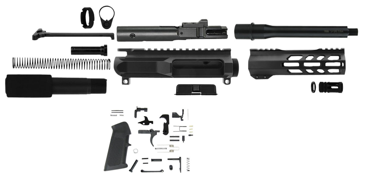 TacFire 9mm Luger 7.5" Barrel AR Pistol Build Kit Black with BCG and Handguard