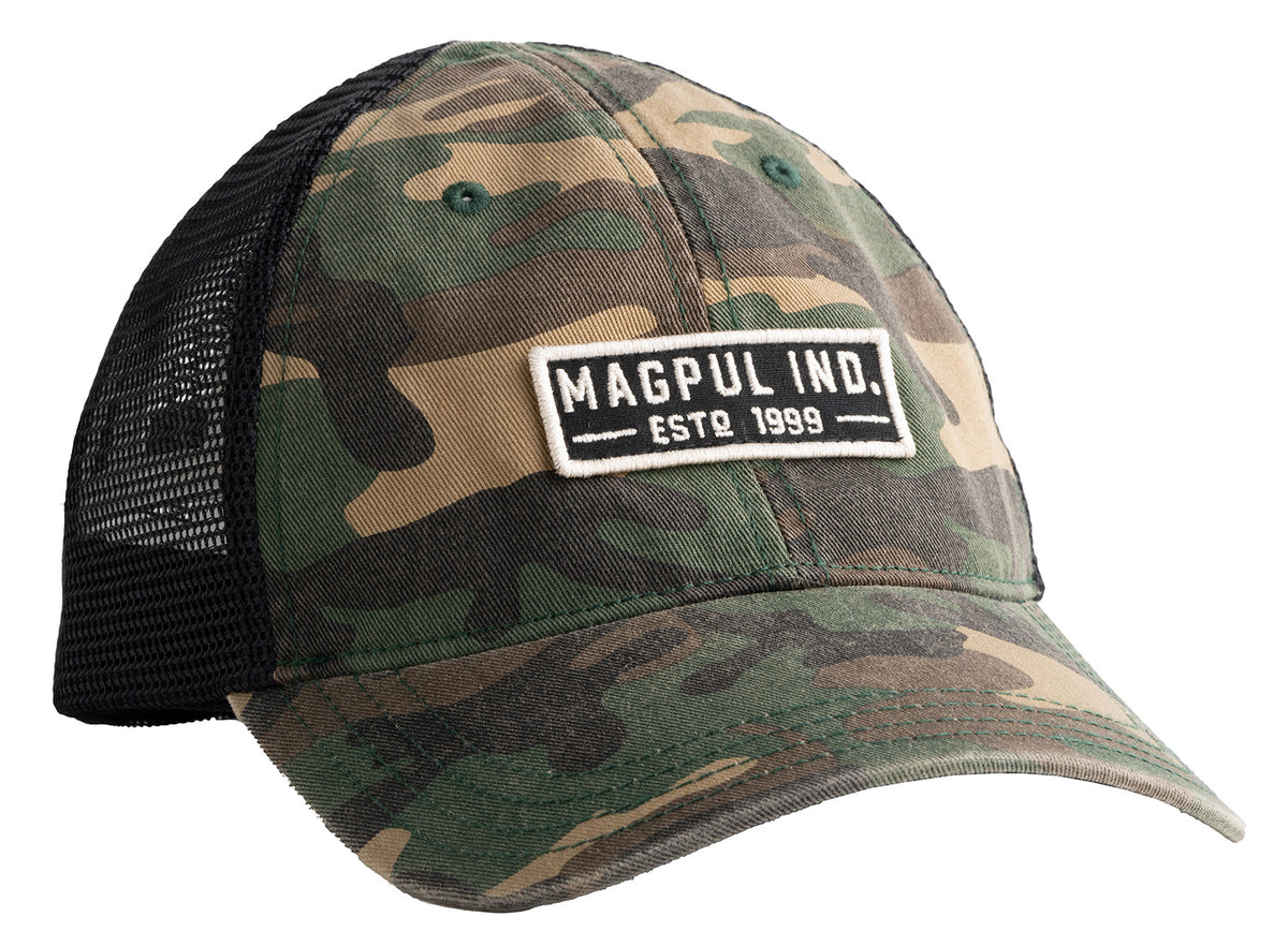 Magpul MAG1260-964 Established Garment Washed Trucker Hat Woodland Camo Snapback OSFA