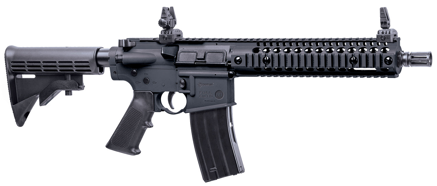 Crosman Full Auto R1 Air Rifle CO2 .177 Cal 25-Round Black Receiver 6-Position Stock