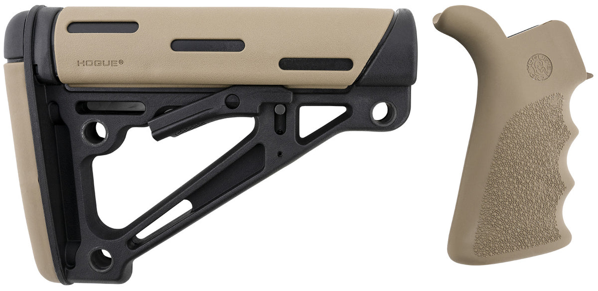 Hogue OverMolded Collapsible Buttstock Flat Dark Earth Rubber with Grooved Grip AR-15 M16 Mil-Spec