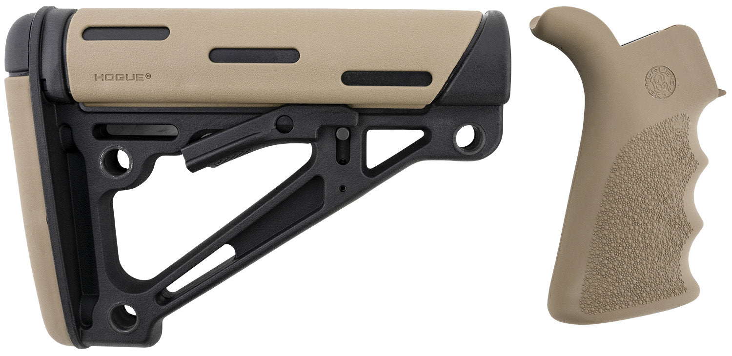 Hogue OverMolded Collapsible Buttstock Flat Dark Earth Rubber with Grooved Grip AR-15 M16 Mil-Spec