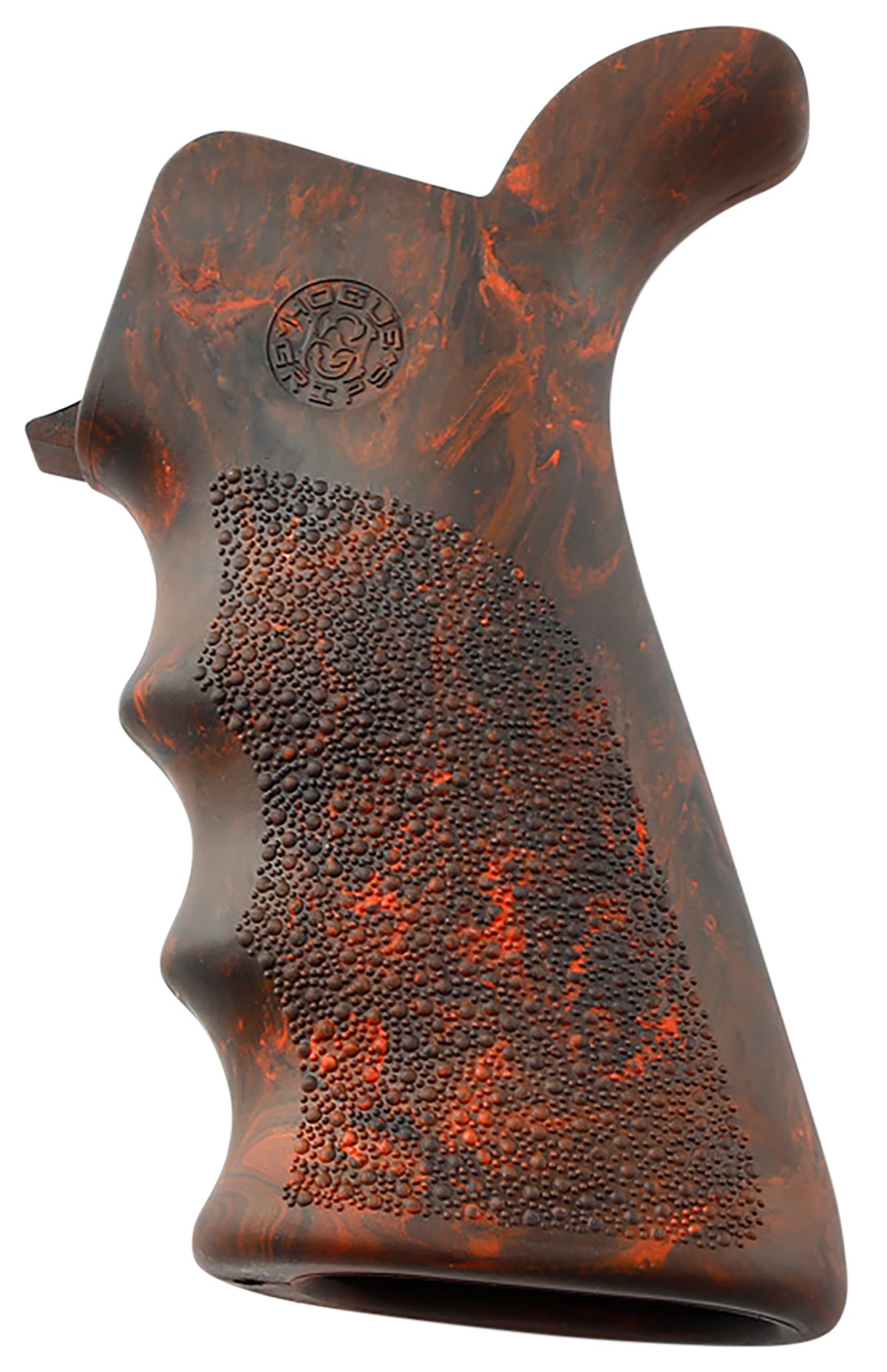 Hogue 15421 Red Lava Cobblestone OverMolded Beavertail Rubber Grip with Finger Grooves AR-15/M16