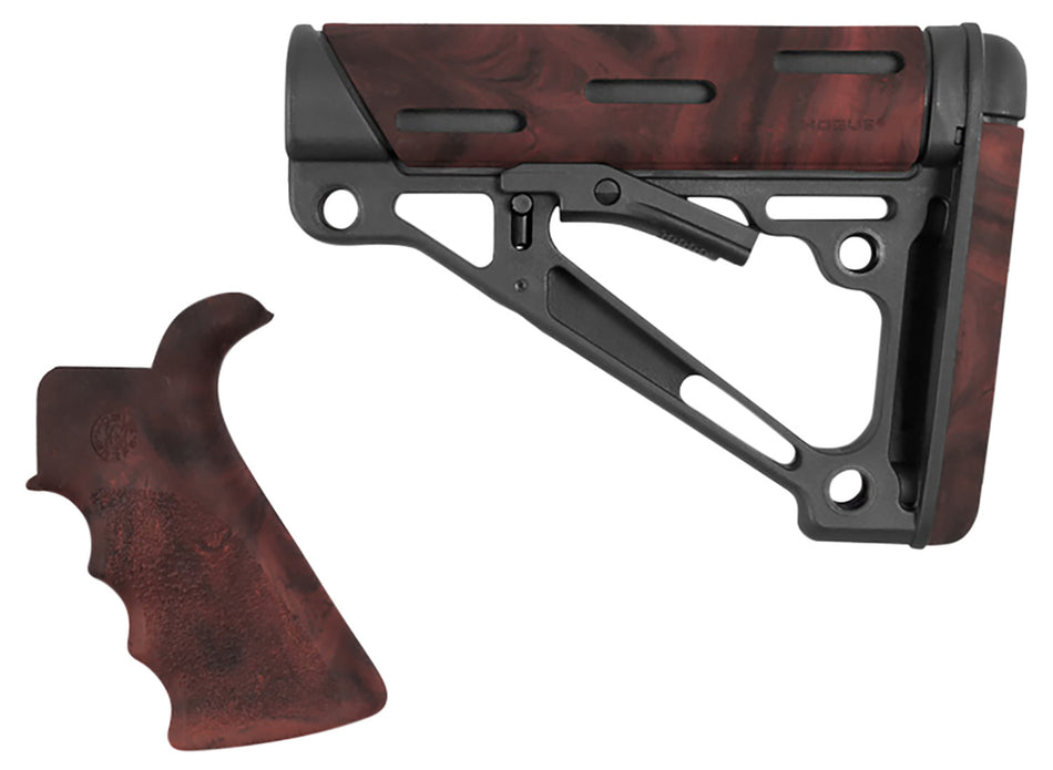 Hogue OverMolded Collapsible Buttstock Red Lava Rubber with Grooved Grip AR-15 M16 Mil-Spec