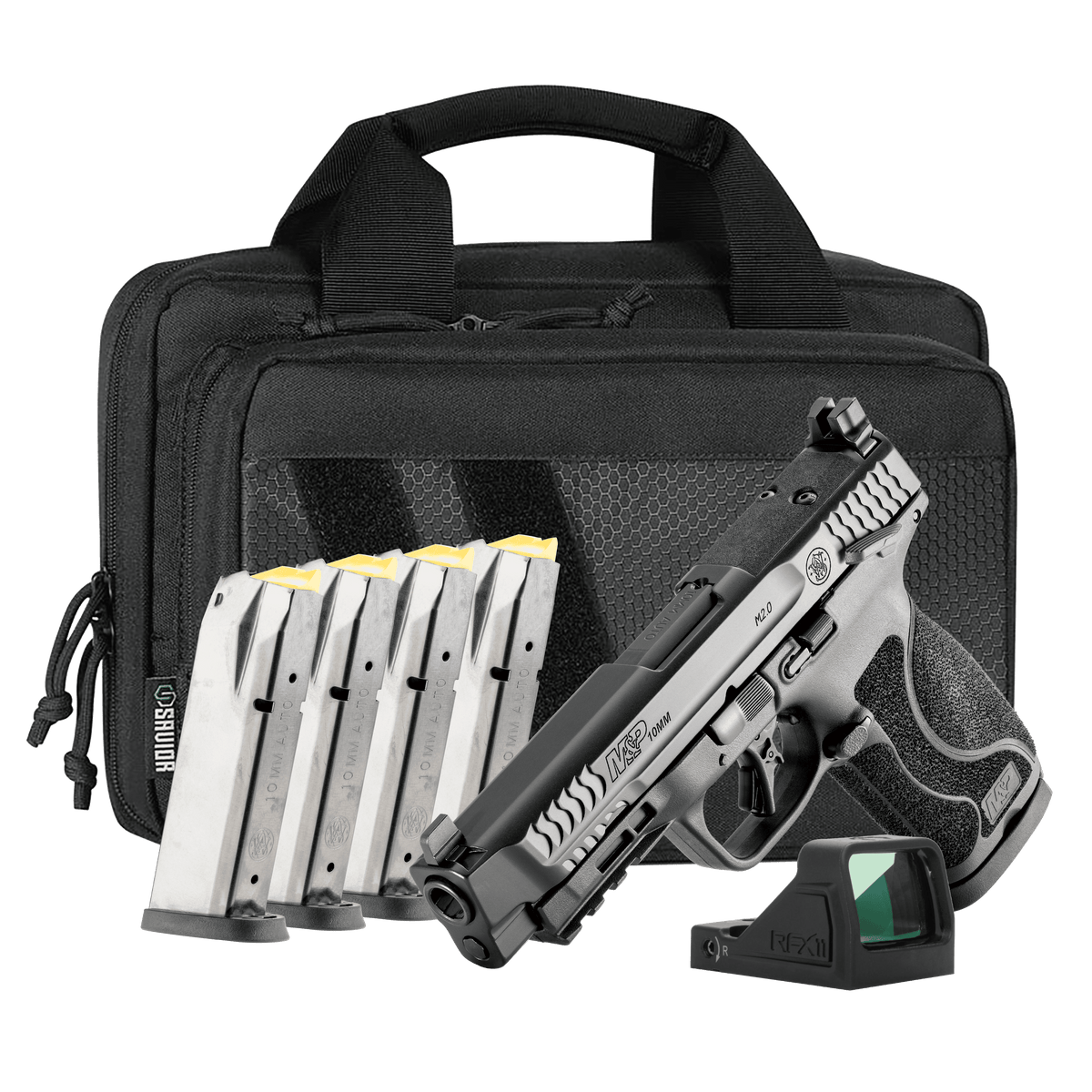 Smith & Wesson 14748 M&P M2.0 Bundle Full Size 10mm Auto 15+1 4.60" Black Armornite Stainless Steel Barrel & Serrated w/Optic Slide, Black Polymer Frame w/Picatinny Rail, Interchangeable Palmswell Gri