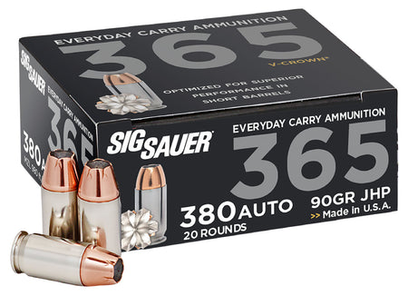 Sig Sauer .380 ACP/Auto E380A136520 Elite Performance V Crown Jacketed Hollow Point HP 90 Grain