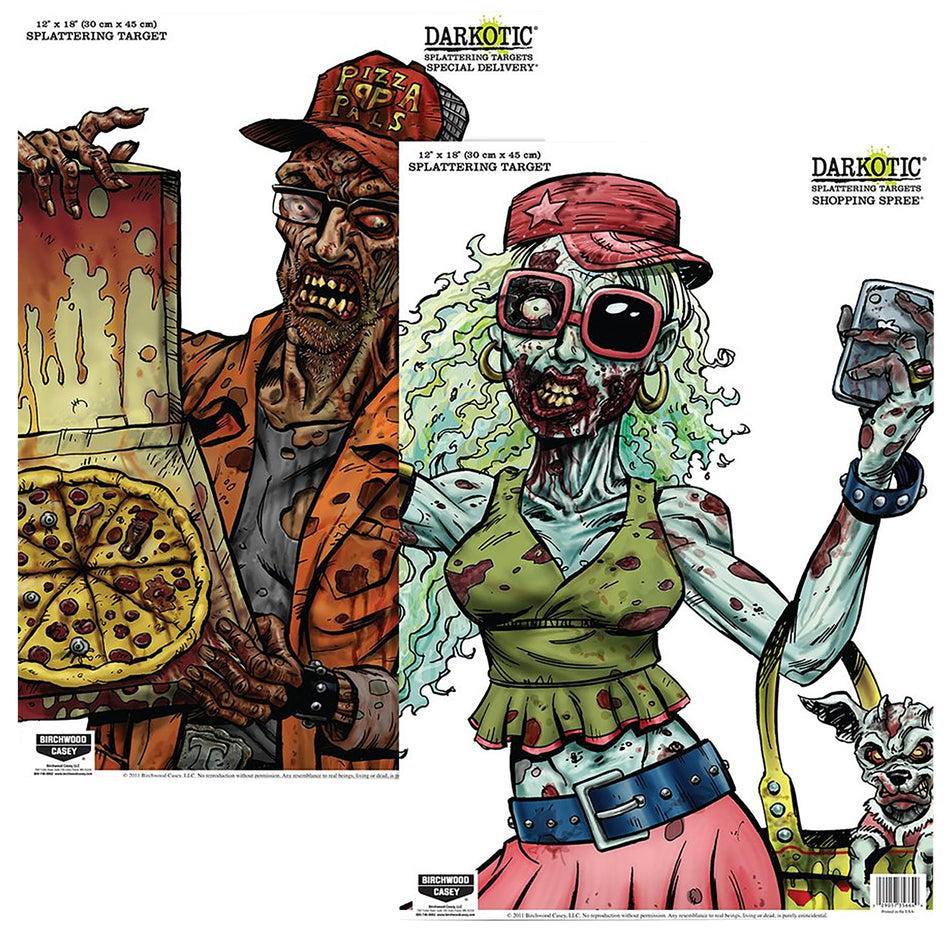 Birchwood Casey Darkotic Zombie Splattering Paper Target Neon Green/White 12"x18" 8-Pack
