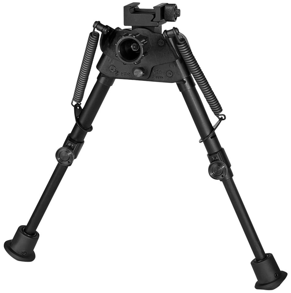 Harris S-BR2P Picatinny Swivel Bipod, 6"-9" Height, Self-Leveling Folding Legs, Rubber Feet