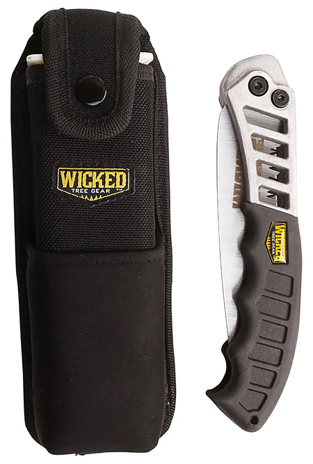 Wicked Tree Gear WTG003 Folding Hand Saw Combo 7" High Carbon Blade Black Handle and Scabbard