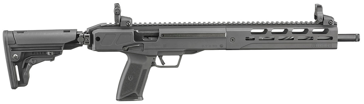 Ruger 19302 LC Carbine 5.7x28mm 10+1 16.25" Nitride Fluted Barrel, Black Hard Coat Anodized Finish, M-LOK Handguard, OEM Flip Up Sights, Synthetic Folding Adjustable Stock, Black Polymer Grip