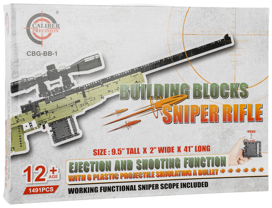 Caliber Gourmet CGBBB1 1491-Piece Sniper Building Block Rifle Kit Black Green Plastic