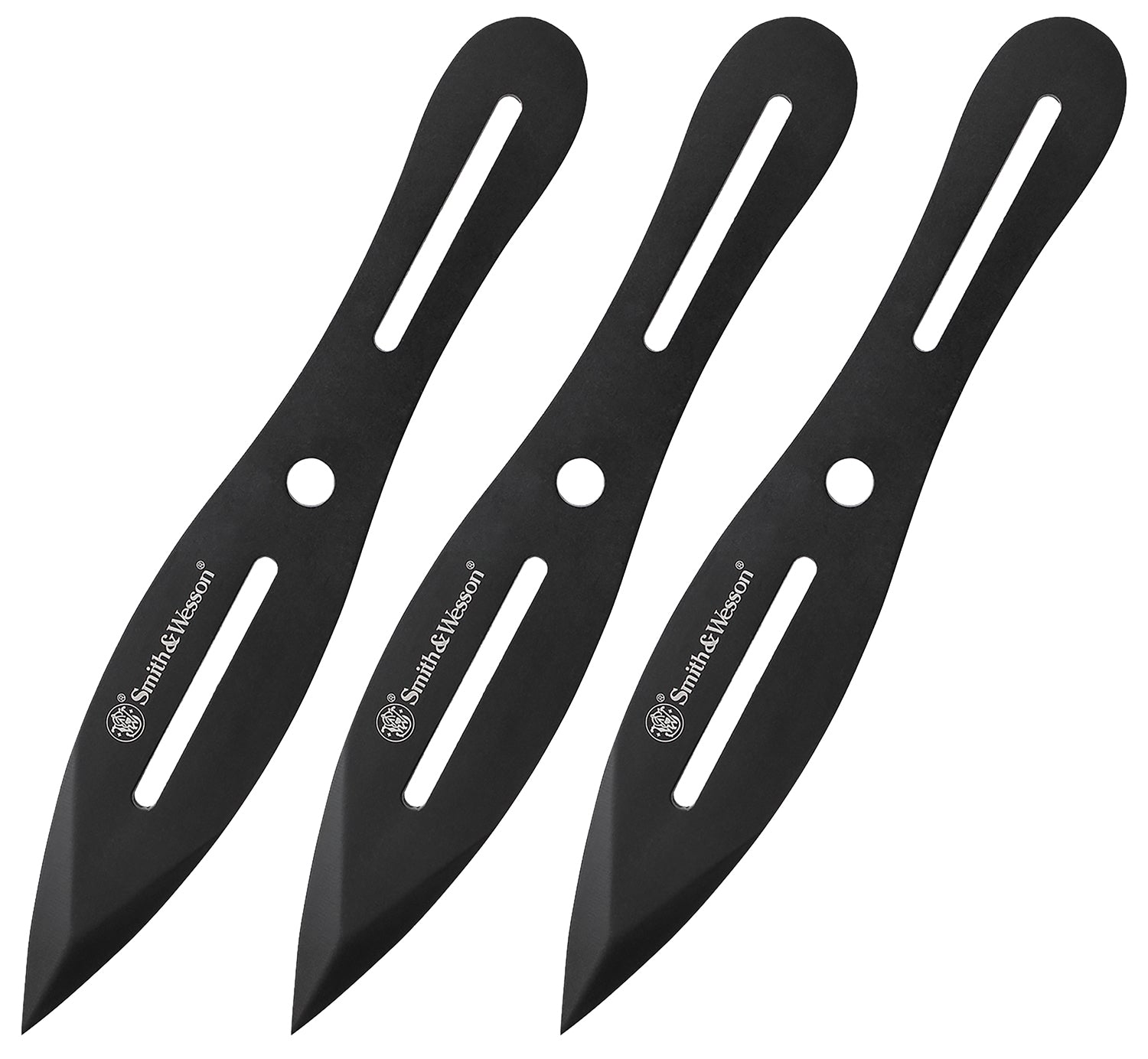 Smith & Wesson Bullseye SWTK8BCP Fixed Blade Throwing Knife Set 4.26" Black Oxide Stainless Steel Blades Includes Belt Sheath