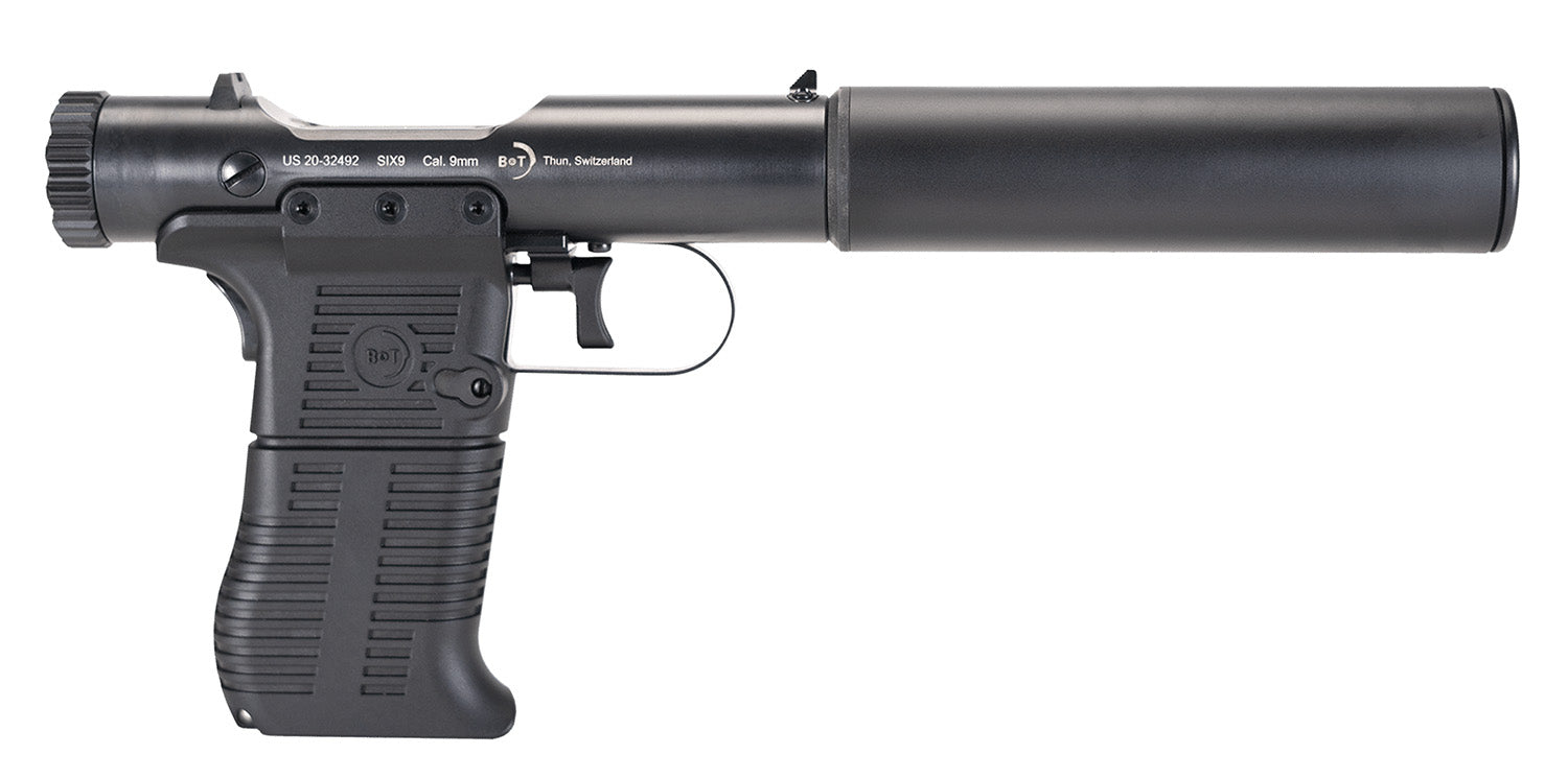 B&T Firearms 410111 Station Six 9mm Luger 9+1 3.50" Barrel/5.10" Suppressor, Black Hard Coat Anodized, Black Pre-Scored Grips