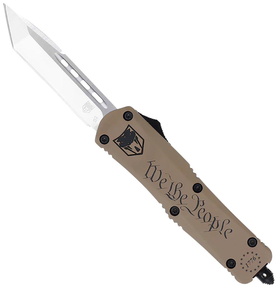 CobraTec SWTPFS3TNS We The People Small 2.75" OTF Tanto Plain D2 Blade Tan Cerakoted Handle w/ Glass Breaker