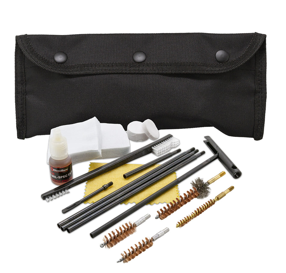 KleenBore POU301B All Caliber Handgun/Rifle Cleaning Kit Bronze/Nylon Bristles