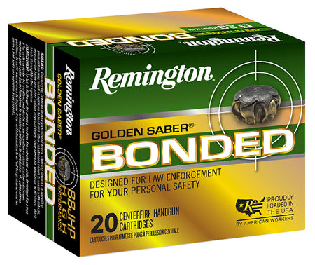 Remington 10mm Auto R21368 Golden Saber Bonded Bonded Brass Jacketed Hollow Point 180 Grain