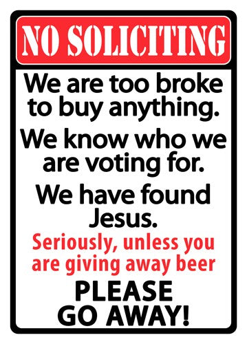 Rivers Edge 12x17 Embossed Tin Sign No Soliciting