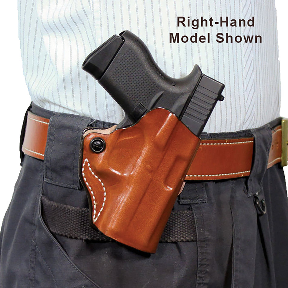 DeSantis Mini Scabbard OWB Tan Leather Belt Slide Holster Springfield Prodigy 4.25" Left Hand