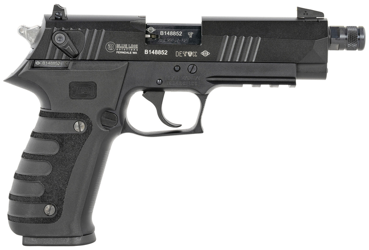 Mauser Rimfire 4010102 M20 22 LR 10+1 4.75" Black Steel Threaded Barrel, Black Serrated Slide, Black Aluminum Frame w/Picatinny Rail, Ambidextrous