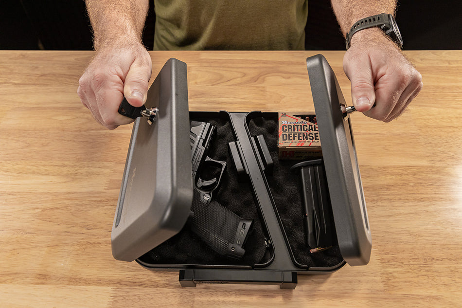 Hornady 95229 Two-Compartment Keyed Lock Box Black Steel for 2 Handguns