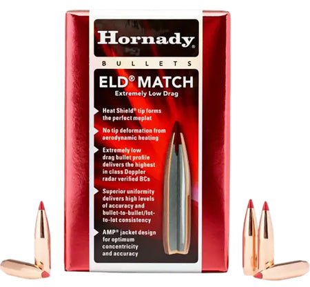 Hornady ELD Match 25 Cal .257 Diameter 134 Grain Bullets 100 Count Box